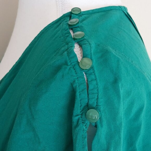 Anthropologie Maeve Maya Pintuck Flutter Sleeve Blouse Kelly Green Size 4 - Picture 5 of 9